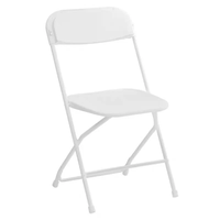 Chaise pliante en plastique blanc avec structure métallique - Empilable, design moderne et portable pour l'école et l'hôtellerie, chaise de jardin pour repas en extérieur