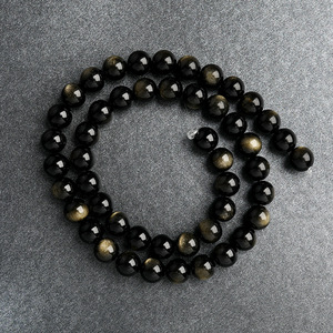 Natural Stone <strong>Black</strong> Obsidian Round Loose <strong>Beads</strong> 15" Strand 4 6 8 10 12 14MM Pick Size for Jewelry Making - Product Image 4