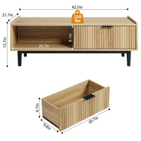 Table basse moderne Japandi avec plateau relevable et rangement dissimulé, bois bicolore, table centrale pour salon, prix direct usine, fournisseur