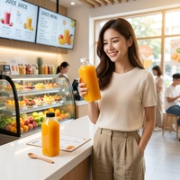 Bouteilles en plastique PET transparentes de haute qualité de 32 oz (1 L) pour la préparation de jus, de lait, de vinaigrettes, de smoothies et autres boissons