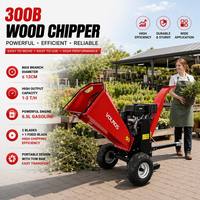 Benzine aangedreven houtversnipperaar 300B, 12cm takkenhakselaar voor landschapsaanleg