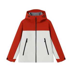 Veste coupe-vent à capuche unisexe, couleur unie contrastée avec doublure intérieure, vêtements de travail d'hiver - Product Image 1