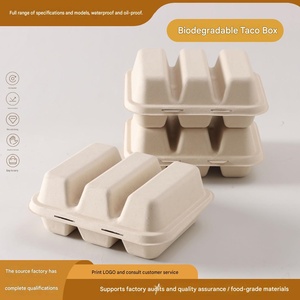Caja para Tacos Biodegradable de un Solo Uso con Logotipo Personalizado, Hecha de Bagazo de Caña de Azúcar, 8x7x3 Pulgadas, Paquete de 3 Compartimentos - Product Image 2