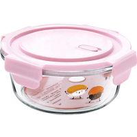 Vente en gros de boîte à lunch d'étudiant en verre rond transparent vaisselle de pique-nique de grande capacité