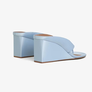 Sandalias de tacón alto con cuña y diseño personalizado para mujer, con punta abierta, ideales para fiestas, ajuste ancho, tipo mule. - Product Image 6