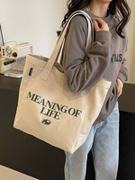 Ouye sacs fourre-tout réutilisables en toile de coton pour la peinture sacs fourre-tout en toile pour étudiants de mode avec poche et fermeture éclair