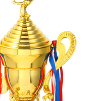 Trophées sportifs en métal personnalisés très demandés, grandes coupes de football avec logo gravé par UV, trophée de volley-ball