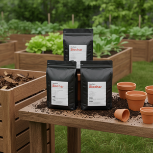 La biochar orgánica mejora la fertilidad del suelo, aumenta la retención de agua y favorece un mejor crecimiento de las plantas de forma natural. - Product Image 3