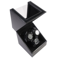 Remontoir de montres de luxe en cuir PU de haute qualité, 3 emplacements, silencieux, avec détection de lumière, fenêtre en acrylique, boîte à montres automatiques à ouverture rabattable