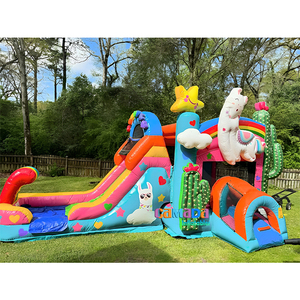 Alpaca Jumping Bouncy Castle Inflable Bouncer Castle Water Pool Slide Llama Desert Theme Fun Play Bounce Combo - Product Image 1