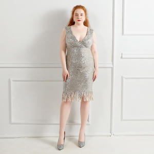 18193-S # paillettes corte, taglia Super grassa, grande, bellezza, abito da spettacolo, serata banchetto - Product Image 4