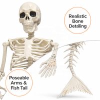 Squelette de sirène de 70 cm, modèle de queue de poisson, décoration d'Halloween, décoration gothique pour la maison, thème côtier
