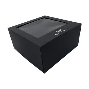 Benutzer definierte Schmuck Ring LED Licht Holzkiste Luxus Geschenk schwarz lackiert Holz Display Verpackung