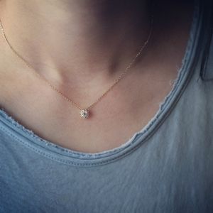 Colgante de oro sólido real, collar de Sol de bola de cristal, joyería mínima, regalo victoriano simple, colgante, 9K, kj116 - Product Image 3