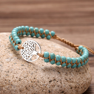 Đá Tự Nhiên Đính Cườm Vòng Đeo Tay Châu Phi Jasper Turquoise Chuỗi Bện Yoga Tình Bạn Vòng Đeo Tay Cho Món Quà - Product Image 4