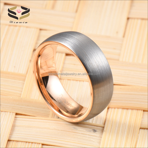 Anelli di Fidanzamento Classici a Cupola 8mm in Tungsteno Spazzolato Argento e Oro Rosa per Uomo e Donna, Fedi Nuziali Comfort Fit Invisibili - Product Image 5