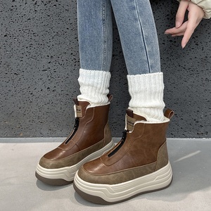 <span class=keywords><strong>Stivali</strong></span> da Neve da Donna <span class=keywords><strong>con</strong></span> <span class=keywords><strong>Cerniera</strong></span> Frontale e Suola Spessa, Nuovo Stile Invernale 2025, Taglia Piccola, Foderati, Stile Inglese, Stivaletti Vintage - Product Image 5