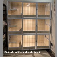 Cage pour chat de luxe, très grande, espace libre, pour l'élevage en intérieur, en bois massif avec structure métallique, double/triple porte, pour chats de taille moyenne