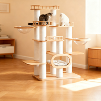 Maison pour chat multi-niveaux en bois massif de luxe pour petit espace, griffoir, arbre à chat, tour pour chat