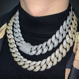 Chaîne cubaine VubanC en argent sterling 925, 24 mm, avec 6 rangs de diamants glacés, collier lourd en argent et or, Moissanite, style Hip Hop - Product Image 2