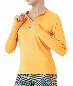 Chemises de randonnée à fermeture éclair 1/4 pour femmes, vêtements de sport, protection solaire UPF50+, séchage rapide, manches longues, personnalisables - Product Image 3