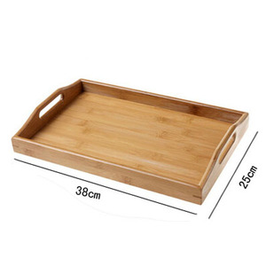 Bamboo Serving <b>Tray</b> 38x25cm <b>With</b> <b>Handles</b> For <b>Tea</b> Serving Residential Use - Product Image 1