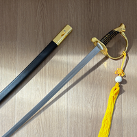 Épée de Commandement Populaire en Acier au Manganèse Faite à la Main de 90 cm et 1 kg avec Ceinture Jaune pour Collection de Cosplay