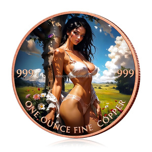 Pièce de monnaie ronde en cuivre pur 999 de 1 OZ, motif 'Metal Craft Beautiful Women Naughty', avec impression couleur, pièce massive, en stock - Product Image 3