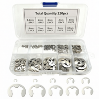120pcs 304 Stainless Steel E-Clip Retaining Ring Kit External Snap Ring Assortment Set 10 Sizes (1.5mm-10mm) for Repair