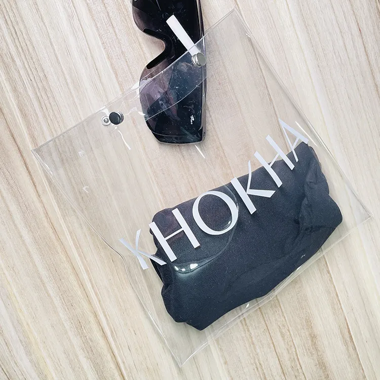 Individuelle Luxus-Verpackung mit Reißverschluss aus PVC für nasse Bademode Bikini-Tasche wasserdichte T-Shirt-Bademode Kleidungsstücke mit Reißverschluss Packbeutel mit Logo