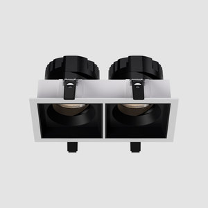 Spot LED encastré réglable double tête anti-éblouissement à intensité variable COB, downlight carré pour hôtels, centres commerciaux et magasins - Product Image 6