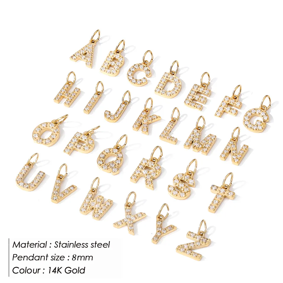 EManco-Colgante de alfabeto de diamante para mujer, collar, pulsera, fabricación de joyas, regalo de aniversario, nombre personalizado