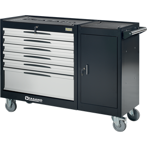 Armoire à outils Fasano à 6 tiroirs, en acier, sur roulettes, avec portes verrouillables et roulettes pour usage en garage - Product Image 1