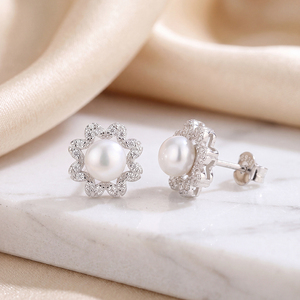 Natural Freshwater Pearl Earrings S925 Sterling <b>Silver</b> Curved Leaf Jewelry for Women Elegant Minimalist Wedding Gift - Product Image 3