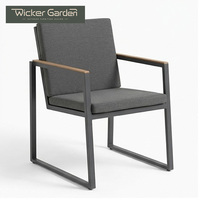 Ensemble de meubles de jardin élégant et moderne en aluminium moulé imperméable, table à manger extérieure 6 places, chaises, fauteuils pour jardins, hôtels