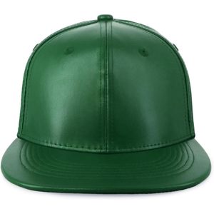 หมวกแก๊ปหนัง PU ปีกแบนแบบ Snapback สำหรับผู้ใหญ่ สีพื้น ทรงพอดีศีรษะ สไตล์ฮิปฮอป - Product Image 2