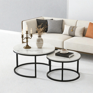 Modern Easy to Clean Minimalist Design <b>Nesting</b> <b>Coffee</b> <b>Tables</b> <b>Set</b> Metal Frame Contemporary Living Room Furniture - Product Image 2