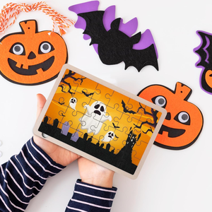 Halloween Pompoen Houten Peg Puzzels: Educatief Speelgoed Voor Kinderen Peuters Halloween Feest Gunsten Behandelen Geschenken - Product Image 6
