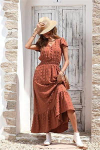 Nueva llegada Europa y América Bohemia gasa color sólido vestido cintura vestido de <span class=keywords><strong>mujer</strong></span> - Product Image 2