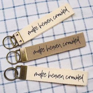 Personalized Simple Fashion Double-Sided Printed Keychain Webbed Pure Cotton Fabric Nylon Hanging Buckle Embroidery Key <b>Rope</b> - Product Image 3