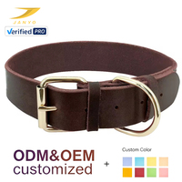 Collier pour chien en cuir véritable épais classique, résistant à l'usure, en cuir pleine fleur, avec accessoires métalliques dorés, design large, collier d'entraînement – Vente chaude