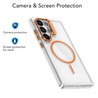 Coque de téléphone avec support d'appareil photo pour Samsung S26 Ultra S25 Plus S26 S24 S23 Plus S22 Edge S21, avec anneau de support et aimant