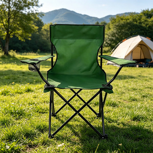 Fauteuil de camping en plein air, chaise pliante portable avec dossier, vert, 80x50x80cm, chaise de plage pour loisirs, pêche, croquis - Product Image 1