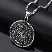 Collier pour homme en acier titane, style géométrique, motif dragon totemique viking, tendance, style mythologie nordique, pour le commerce extérieur, en stock