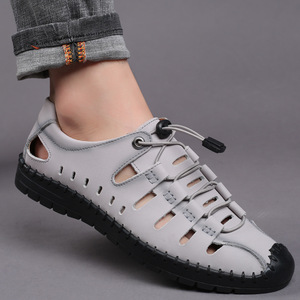 Nuovi sandali estivi da uomo, scarpe Casual in vera pelle, alla moda e versatili, punta cava, scarpe da uomo traspiranti, morbide - Product Image 2