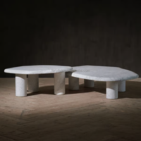 Table basse sculpturale FERLY pour salon, en marbre écologique, forme galet-courbe, moderne, taille et finition personnalisables