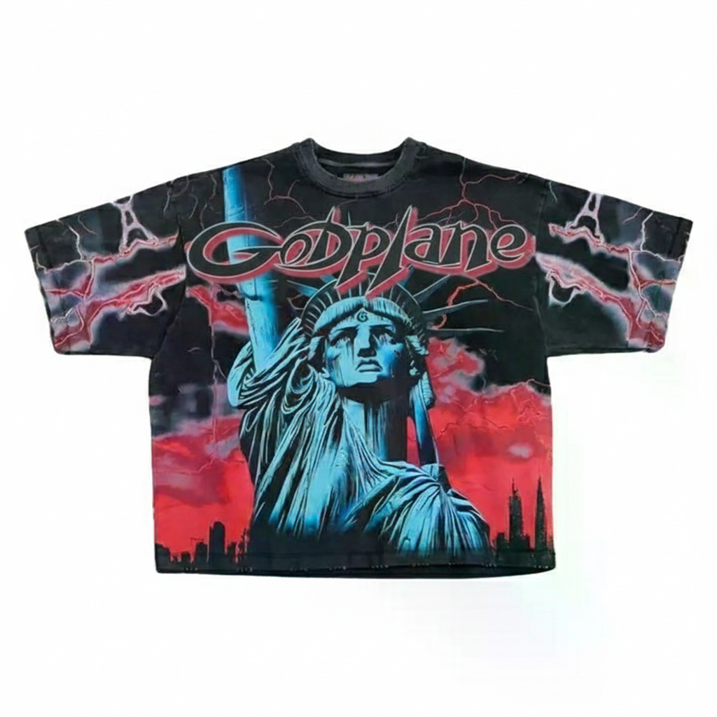 T-shirt graphique noir délavé à l'acide-5