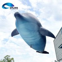 Delfin gonflable géant de 8 m pour spectacle de drones en extérieur, modèle de poisson volant bleu dégradé pour événements publicitaires de grande envergure