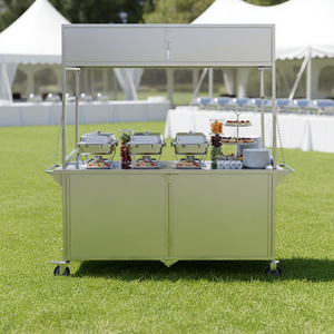 Practical Hot Sale Portable Foldable Stainless Steel Rust Resistant 1.5m Ice Cream Coffee <strong>Food</strong> <strong>Cart</strong> 4-Wheel Trailer Snack <strong>Food</strong> - Product Image 1