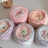 Gradient Rainbow Candy Color Metallic/Cotton Blended Yarn Handmade DIY Knitted Scarf for Men and Women